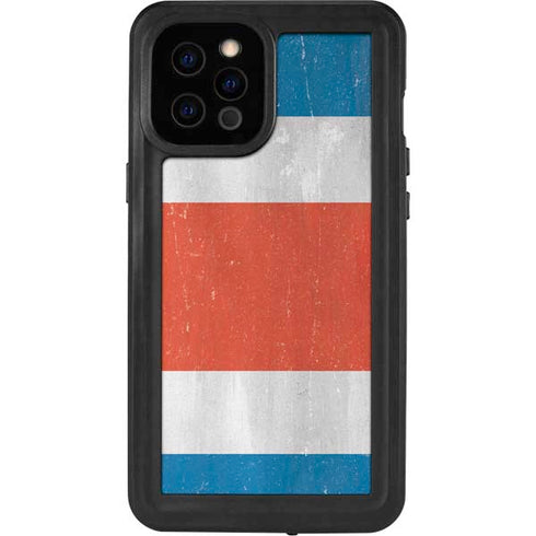 Costa Rican Flag Distressed iPhone 12 Pro Max Waterproof Case